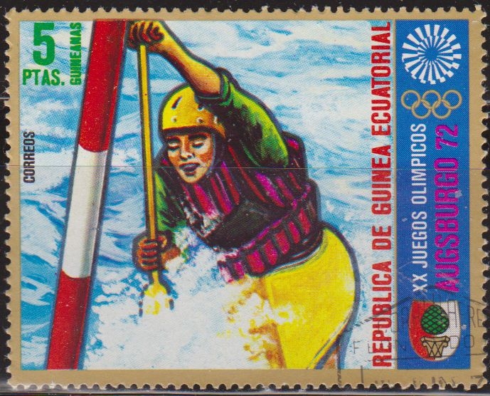 z vendido Guinea Ecuatorial 1972 Michel 054 Sello * Juegos Olimpicos Augsburgo'72 Rafting Guinée Equatoriale Preobliteré Matasello de favor Preobliterado 